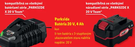 Parkside Batéria 20 V, 4 Ah