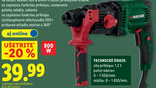 Parkside Vŕtacie a sekacie kladivo PBH 800 B1