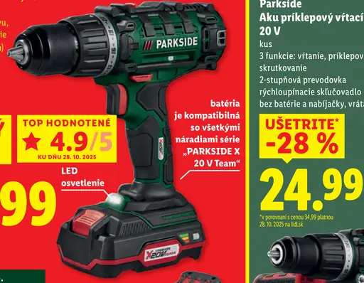 Parkside Aku vŕtací skrutkovač 20 V