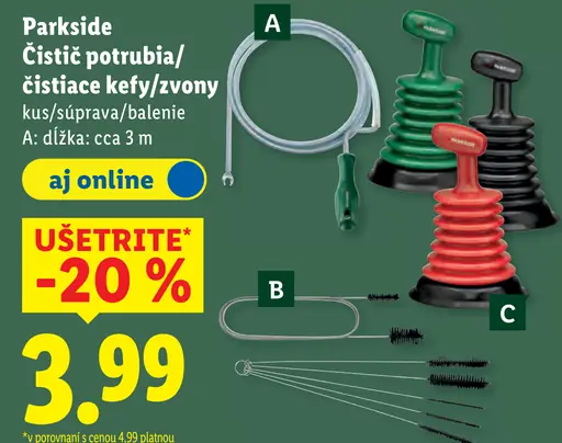 Parkside Čistič potrubia/čistiace kefy/zvony