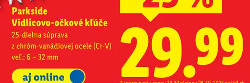 Parkside Vidlicovo-očkové kľúče s račňou
