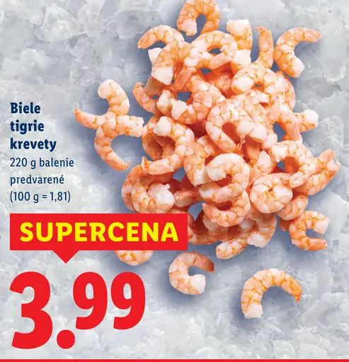 Biele tigirie krevety