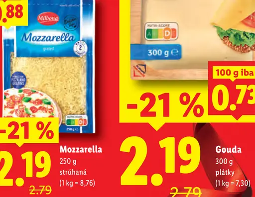 Milbona Mozzarella strúhaná