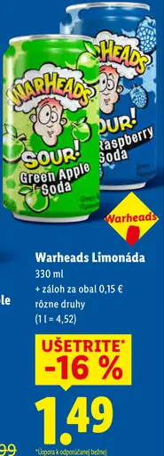 Warheads Limonáda plechovka