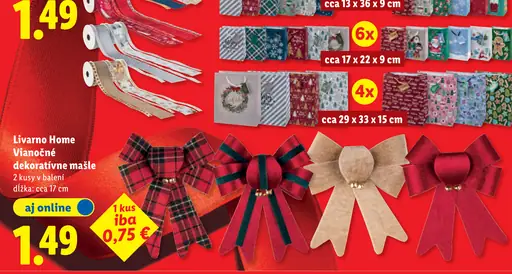 Livarno Home Vianočné dekoratívne mašle