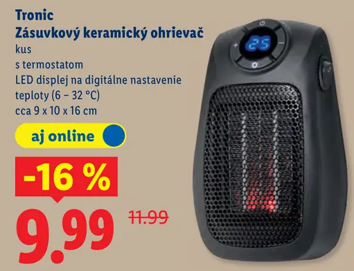 Tronic Zásuvkový keramický ohrievač