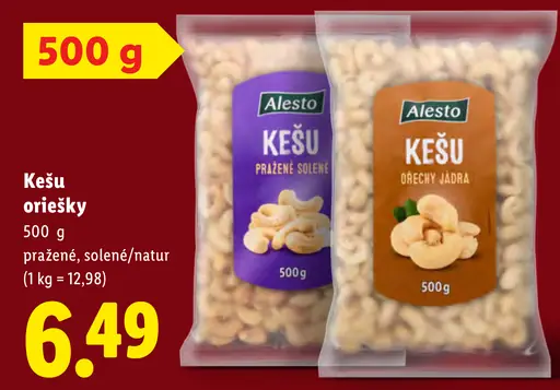 Alesto Kešu oriešky pražené a solené