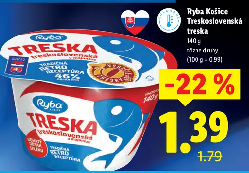 Ryba Košice treska treskoslovenská