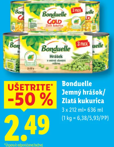 Bonduelle Jemný hrášok/Zlatá kukurica