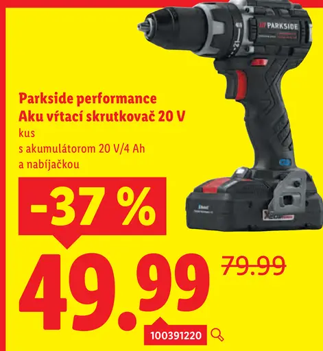 Parkside performance Aku vŕtací skrutkovač 20 V