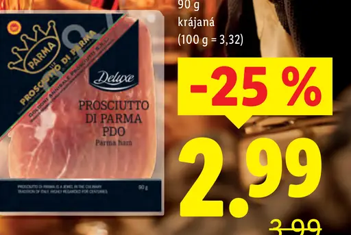 Deluxe Prosciutto di Parma krájaná