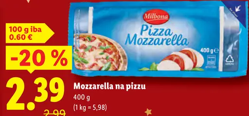 Milbona Mozzarella na pizzu