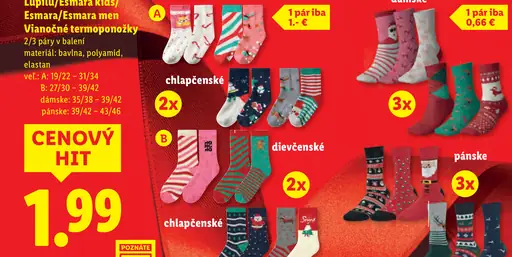 Lupilu/Esmara kids/Esmara men Vianočné termoponožky