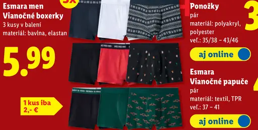 Esmara men Vianočné boxerky