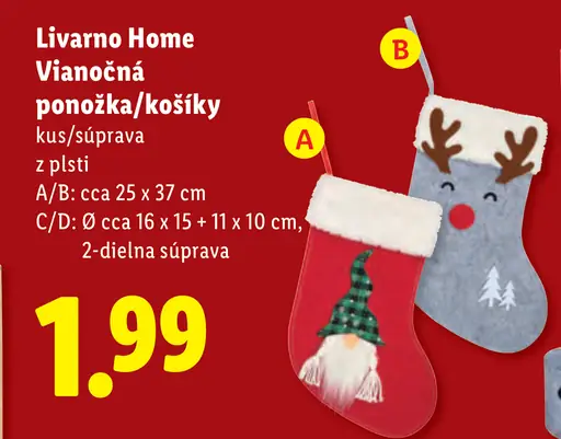 Livarno Home Vianočná ponožka/košíky