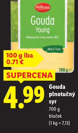 Milbona Gouda plnotučný syr