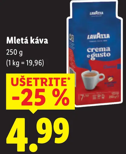 Lavazza Crema e Gusto mletá káva vybraná zmes