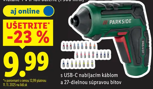 Parkside Aku skrutkovač PAS 4 V
