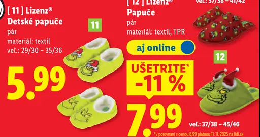 Lizenz Detské papuče