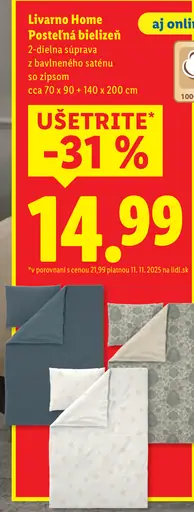 Livarno Home Posteľná bielizeň