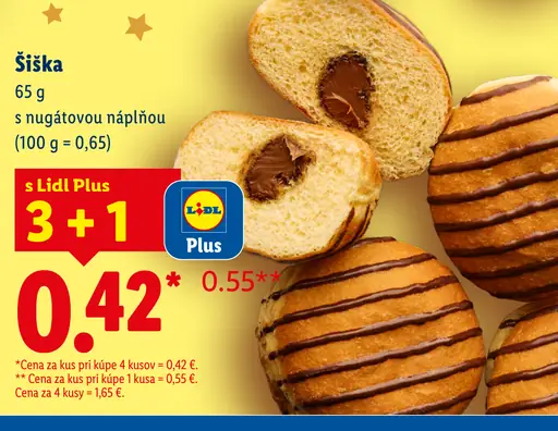 Šiška s nugátovou náplňou