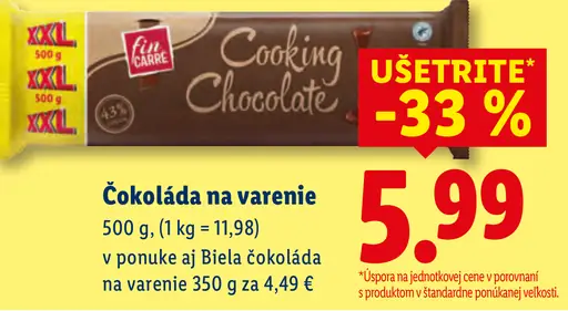 LivÉr Carre Čokoláda na varenie