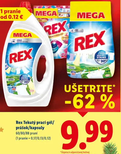 Rex Tekutý prací gél, prášok, kapsuly