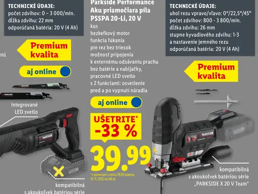 Parkside Performance Aku priamočiara píla