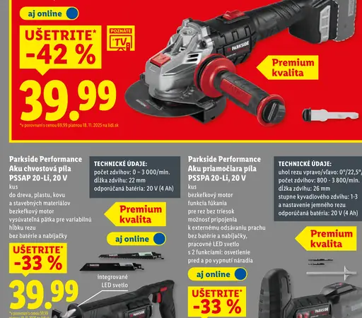 Parkside Performance Aku uhlová brúska