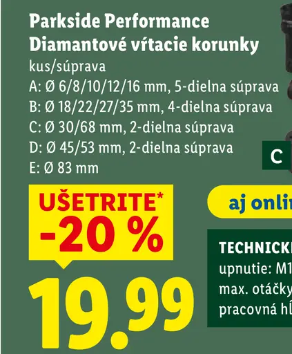 PARKSIDE PERFORMANCE Diamantové vrtacie korunky