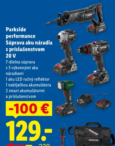 Parkside performance Súprava aku náradia s príslušenstvom 20 V