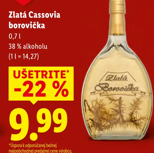 Zlatá Cassovia borovička