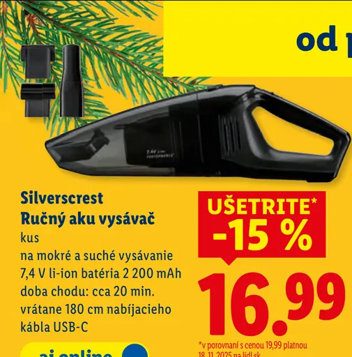 Silvercrest Ručný aku vysávač