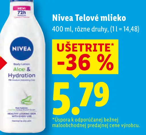 Nivea telové mlieko