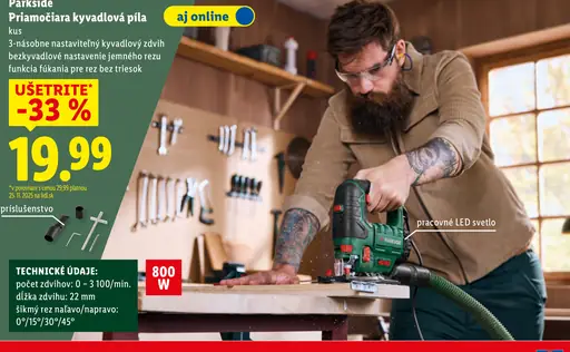 Parkside priamočiara kyvadlová píla