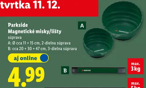 Parkside Magnetické miska/lišta súprava