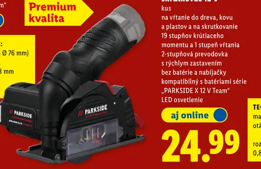 Parkside Aku vŕtací skrutkovač 12 V