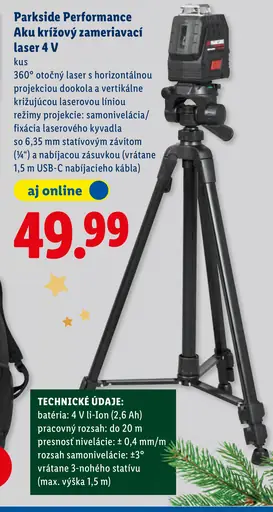 Parkside Performance aku krížový zameriavací laser 4 V