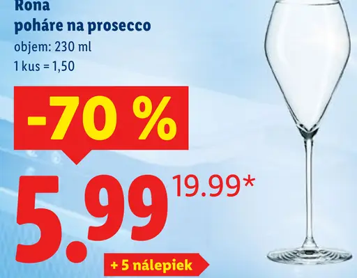 Rona poháre na prosecco