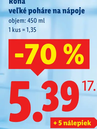 Rona veľké poháre na nápoje