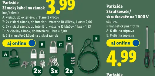 Parkside Zámok/kábel na zámok