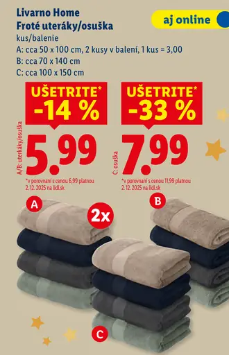 Livarno home Froté uteráky/osuška