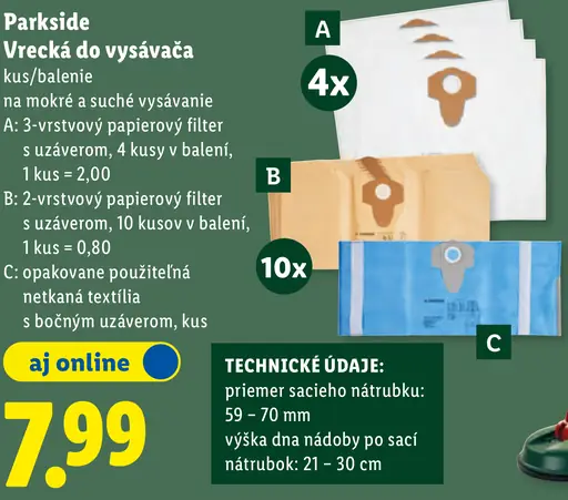 Parkside Vrecká do vysávača