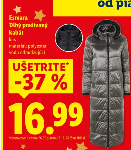 Esmara Dlhý prešívaný kabát