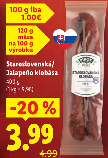 Staroslovenská Jalapeño klobása