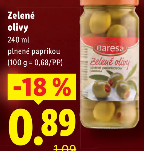 Baresa Zelené olivy plnené paprikou