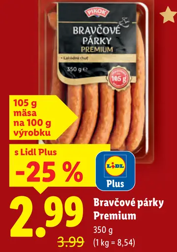 Pikok Premium Bravčové párky