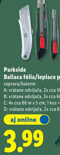 Parkside Baliaca fólia/lepiace pásky