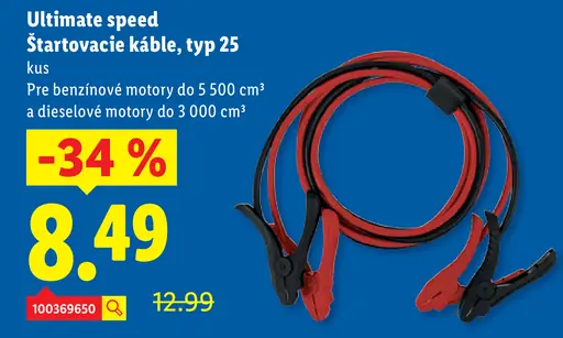ULTIMATE SPEED Štartovacie káble 12/24 V, typ 25