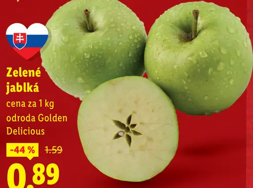 Zelené jablká odroda Golden Delicious